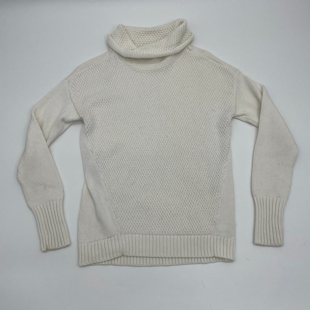 ATHLETA Knit Turtleneck Sweater Top Size XS Off White Casual Cozy Warm Layer